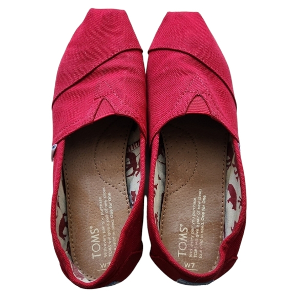 TOMS Alpargata Red Heritage Canvas Shoe Size 7 - Picture 2 of 7